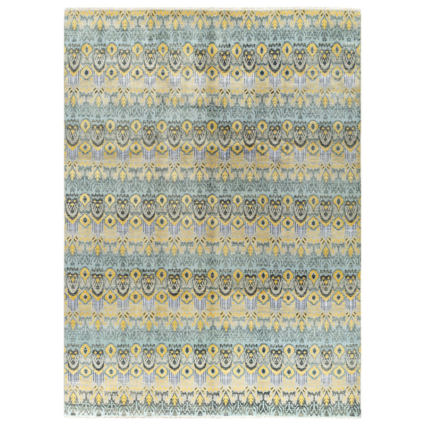 Grey Contemporary Wool Slik Blend Rug - 9' x 12'1"