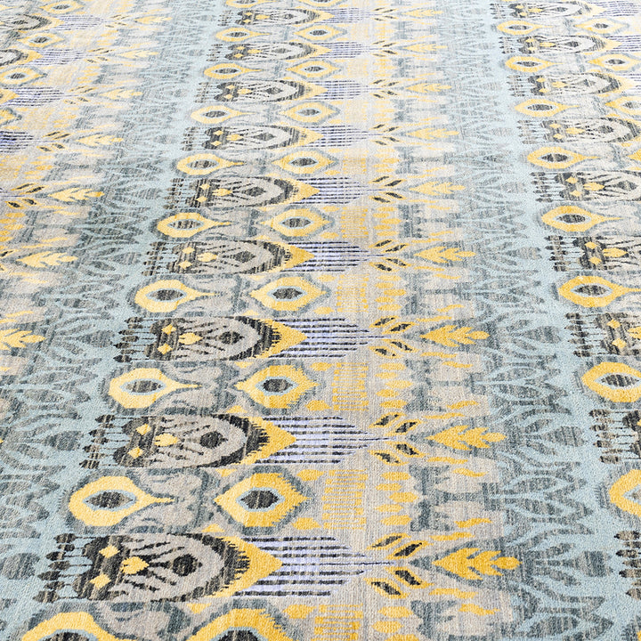 Grey Contemporary Wool Slik Blend Rug - 9' x 12'1"