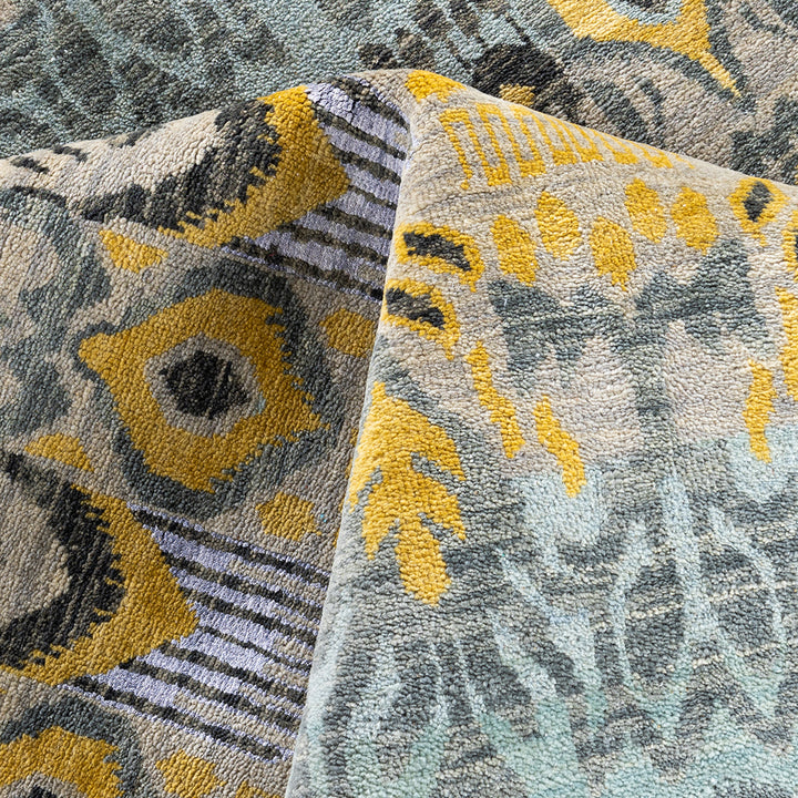 Grey Contemporary Wool Slik Blend Rug - 9' x 12'1"