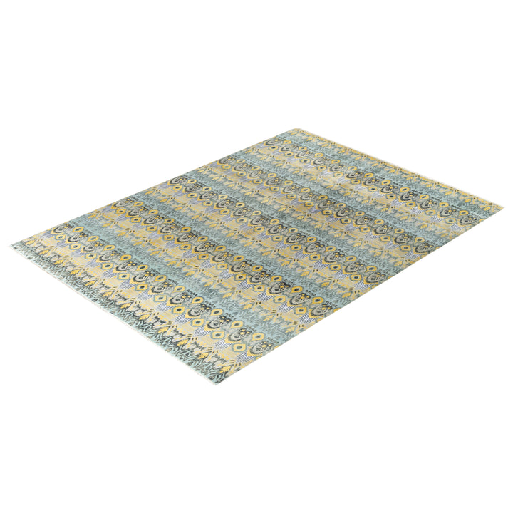 Grey Contemporary Wool Slik Blend Rug - 9' x 12'1"