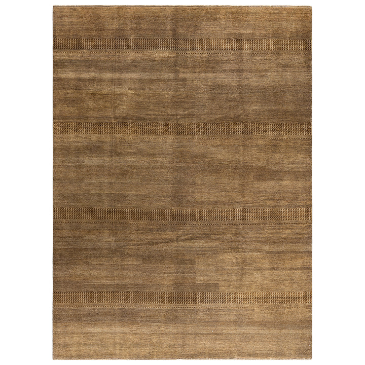 Brown Textured Wool Rug - 9'1" x 12'3"