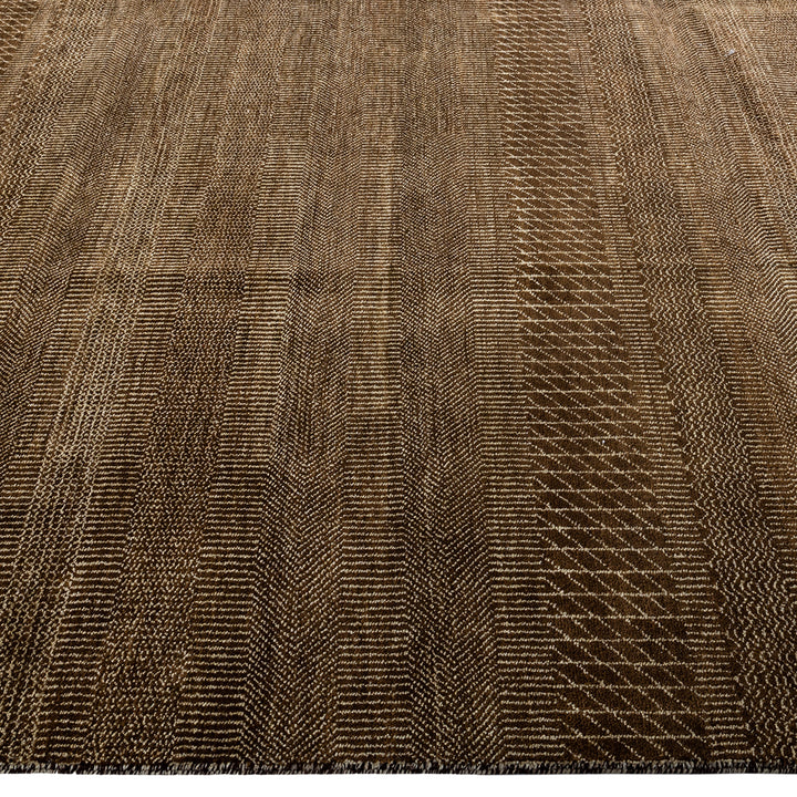 Brown Textured Wool Rug - 9'1" x 12'3"