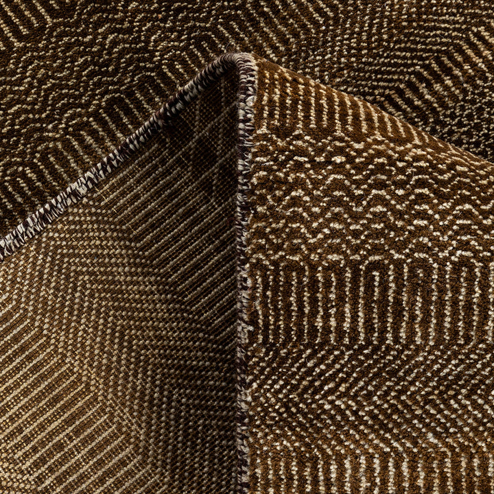 Brown Textured Wool Rug - 9'1" x 12'3"