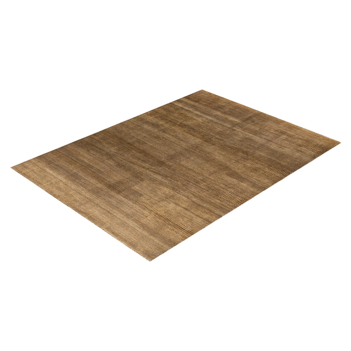 Brown Textured Wool Rug - 9'1" x 12'3"