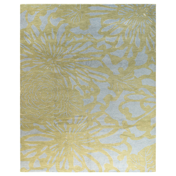 Green Contemporary Wool Slik Blend Rug - 8' x 9'8"