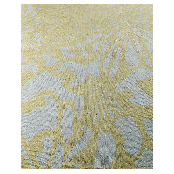 Green Contemporary Wool Slik Blend Rug - 8' x 9'8"