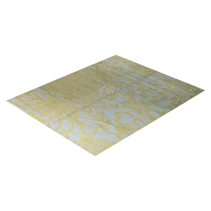 Green Contemporary Wool Slik Blend Rug - 8' x 9'8"