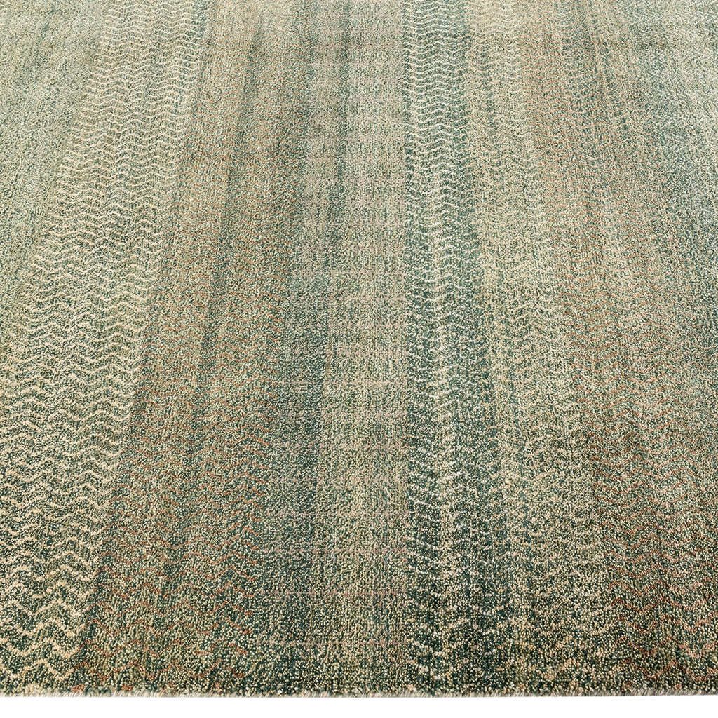 Green Textured Wool Rug - 9'2" x 12'7"