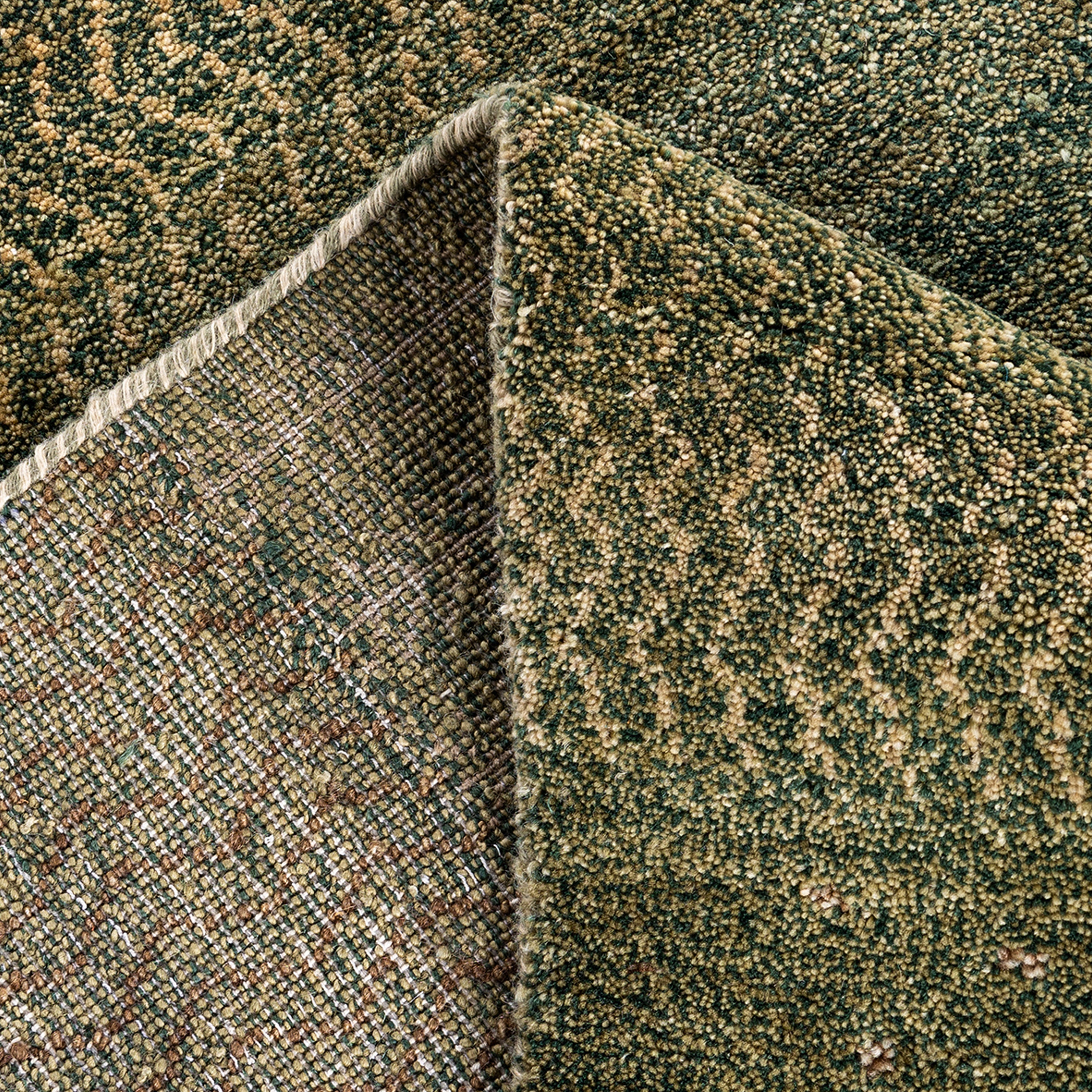 Green Textured Wool Rug - 9'2" x 12'7"