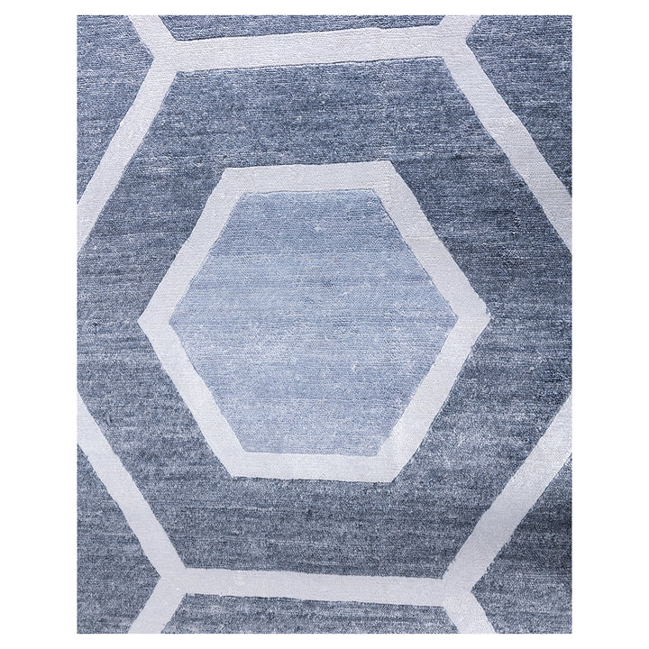 Grey Contemporary Silk Rug - 8'2" x 10'