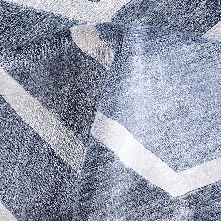 Grey Contemporary Silk Rug - 8'2" x 10'