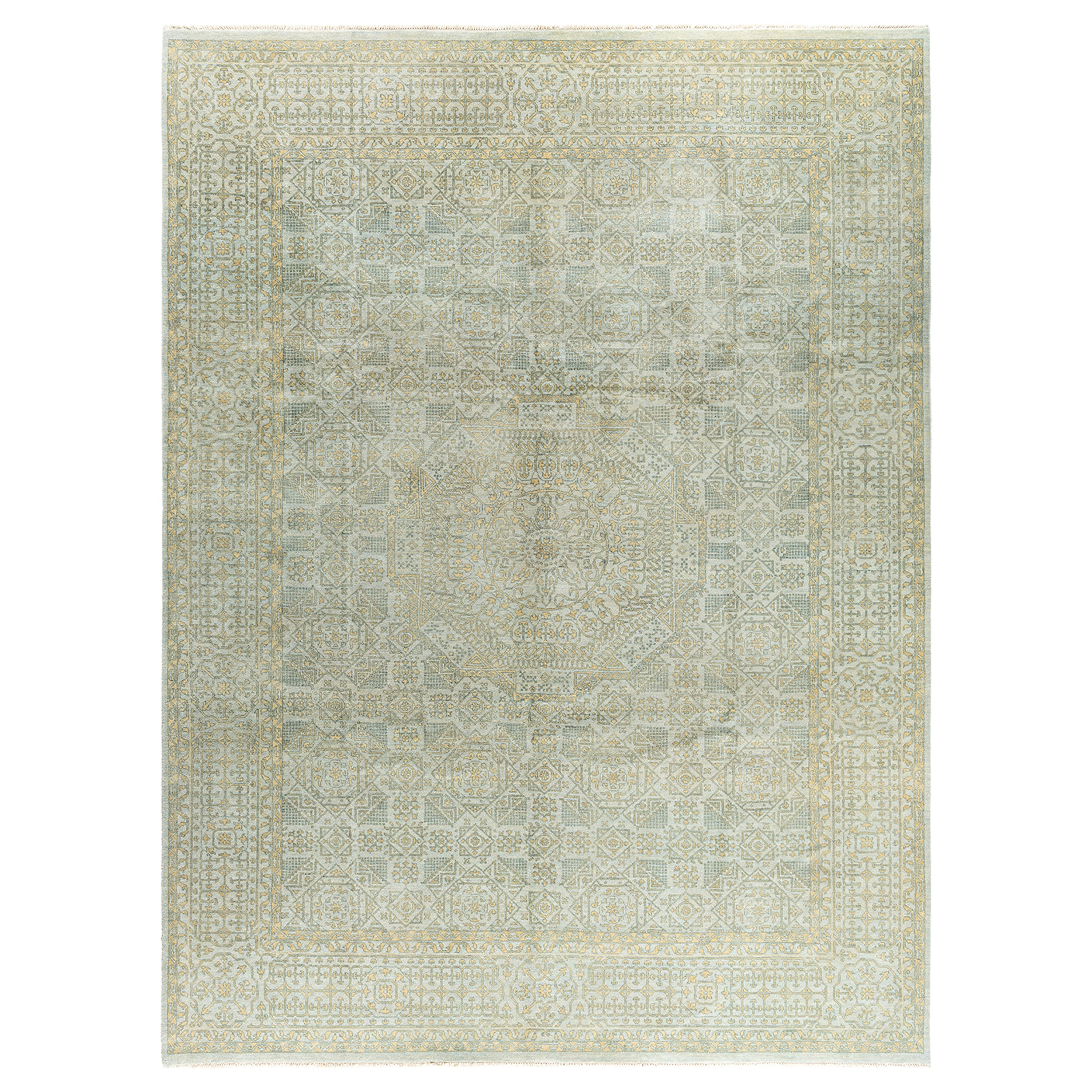 Grey Traditional Ikat Wool Rug - 9'1" x 12'3"