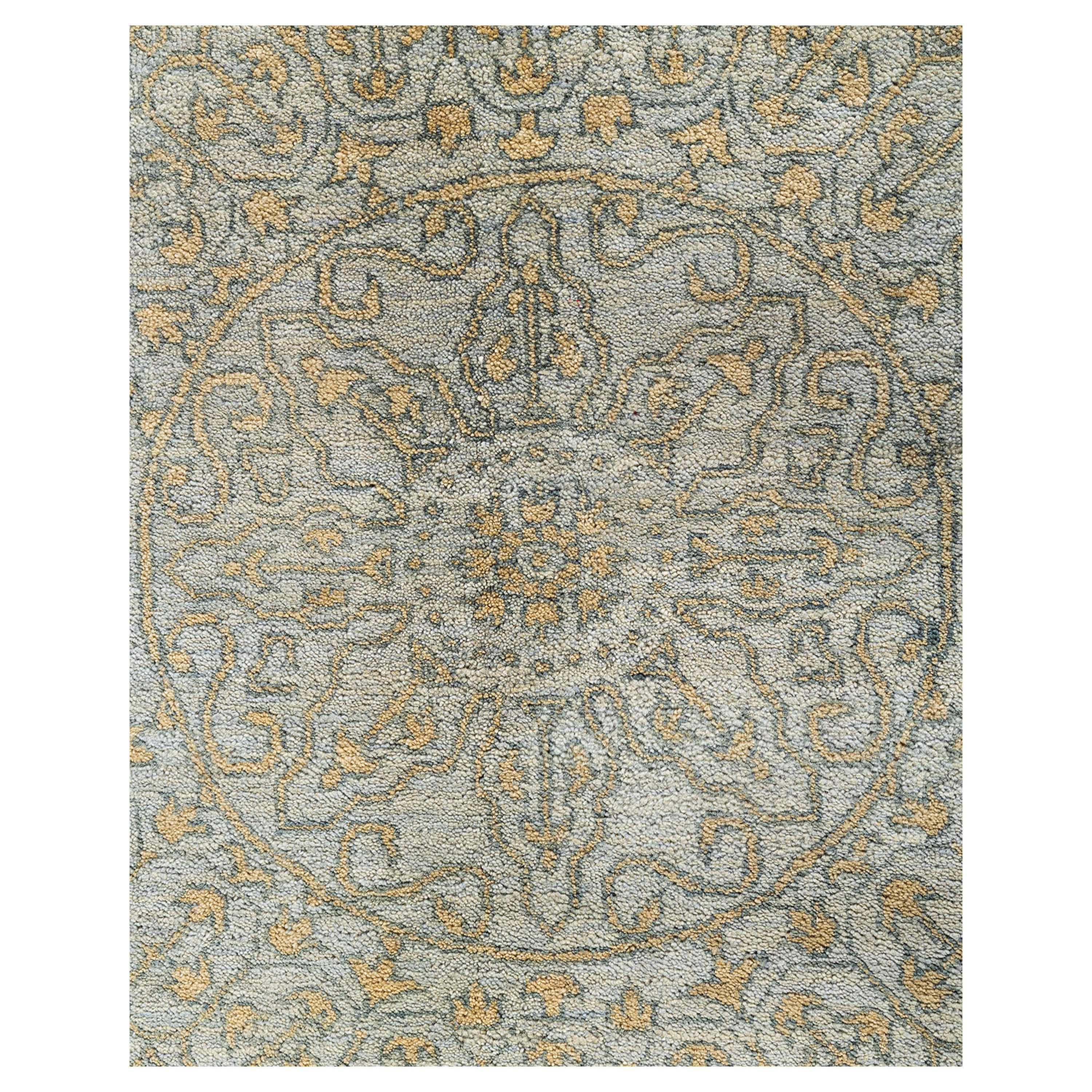 Grey Traditional Ikat Wool Rug - 9'1" x 12'3"