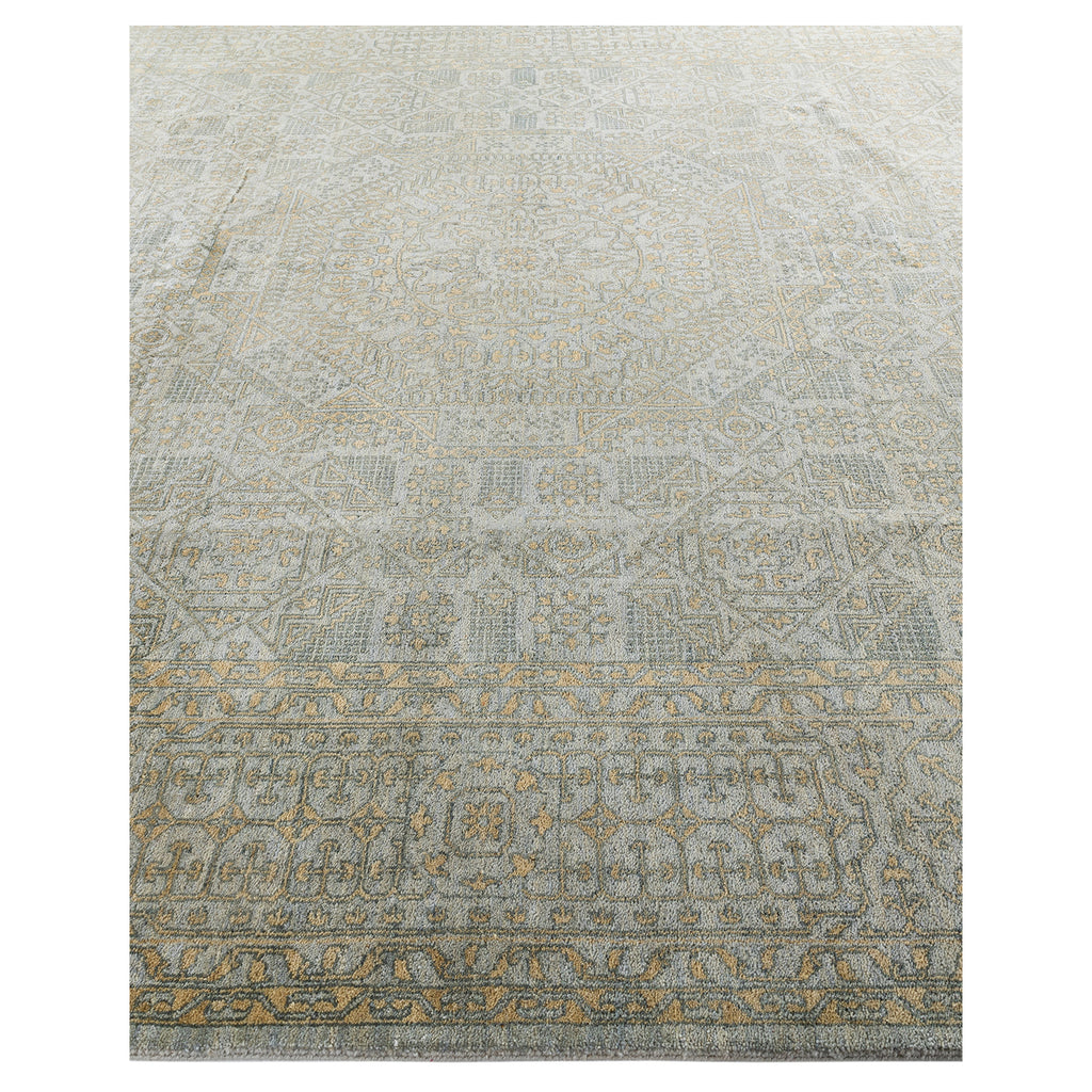 Grey Traditional Ikat Wool Rug - 9'1" x 12'3"