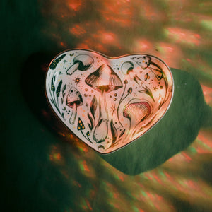 Starry Mushrooms Ceramic Heart Dish - hover