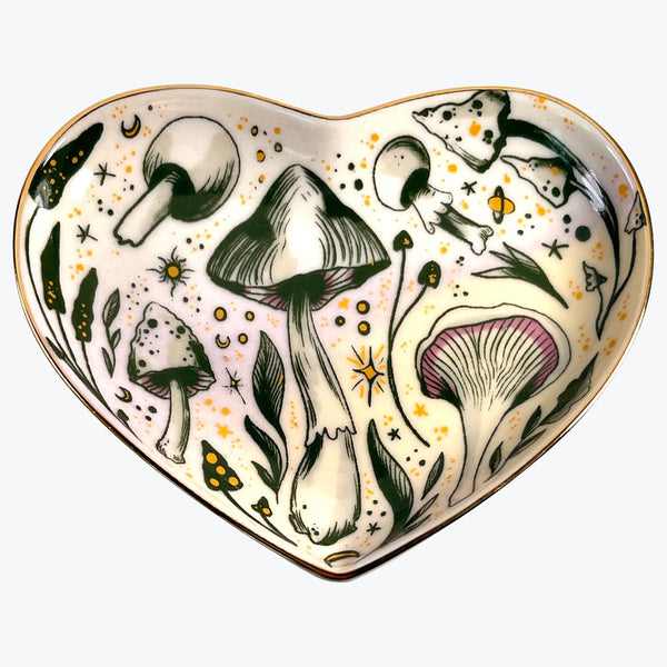 Starry Mushrooms Ceramic Heart Dish