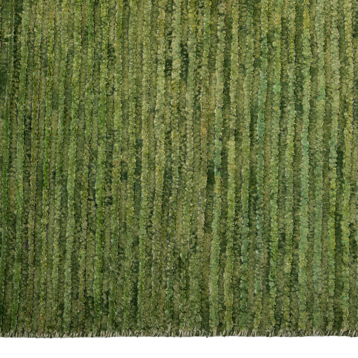 Textured Wool Silk Blend Rug - 6' x 9' Green