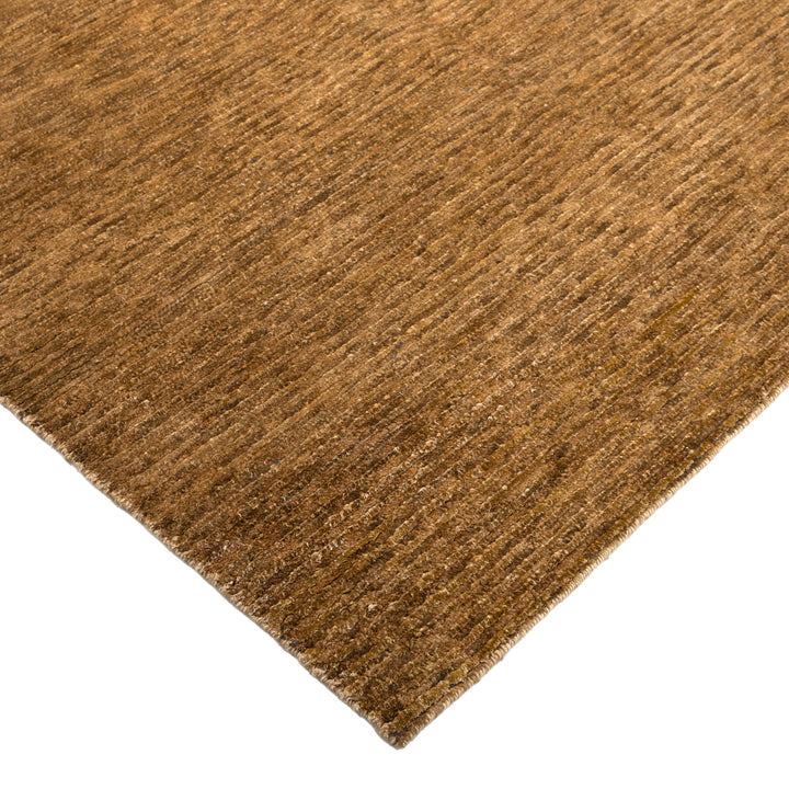 Textured Wool Silk Blend Rug - 6' x 9' Brown