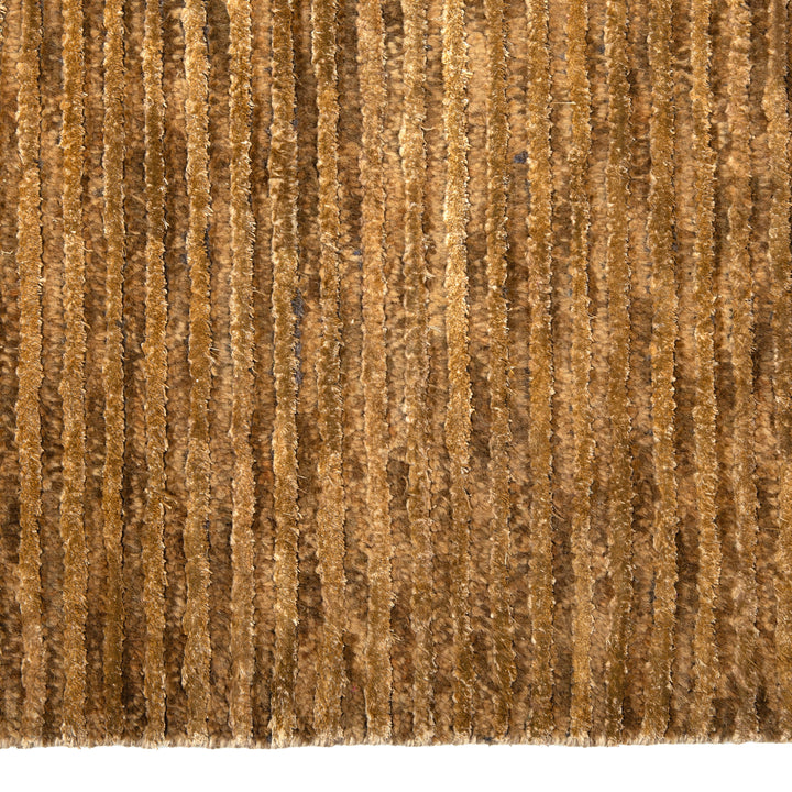 Textured Wool Silk Blend Rug - 6' x 9' Brown