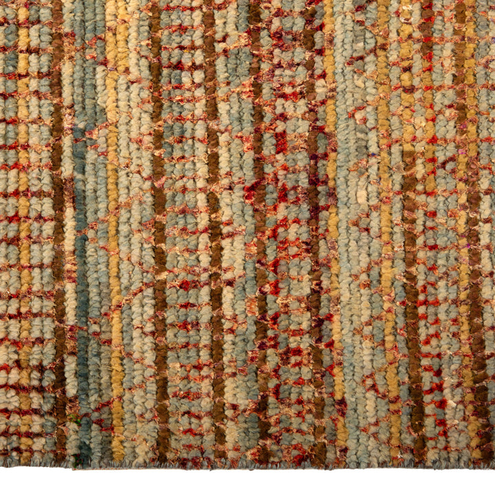 Multicolored Contemporary Wool Silk Blend Rug - 8' x 10'