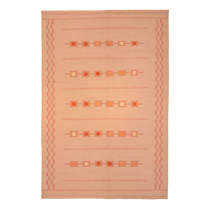 Pink Swedish Inspired Flatweave Wool Rug - 6' x 9'