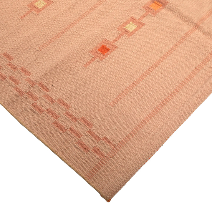 Pink Swedish Inspired Flatweave Wool Rug - 6' x 9'