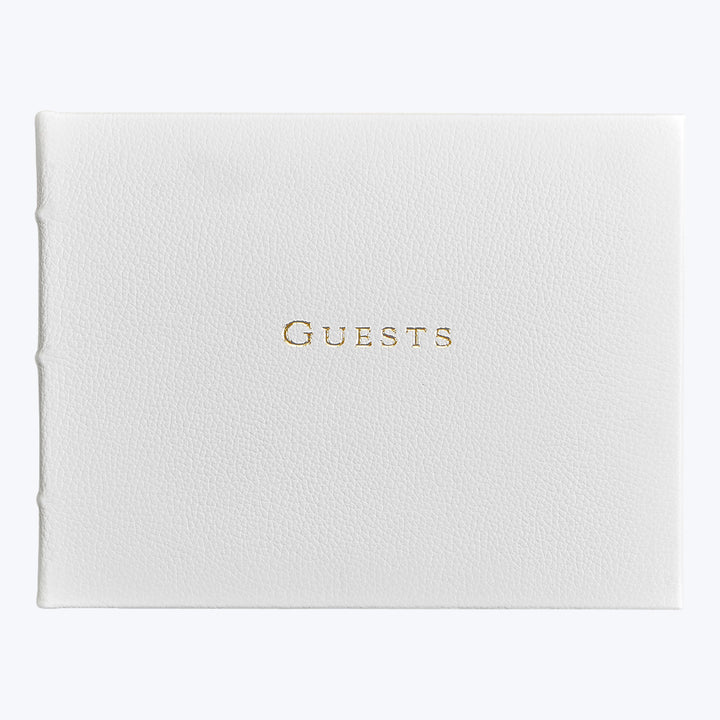 Leather Bound Wedding Guest Book White