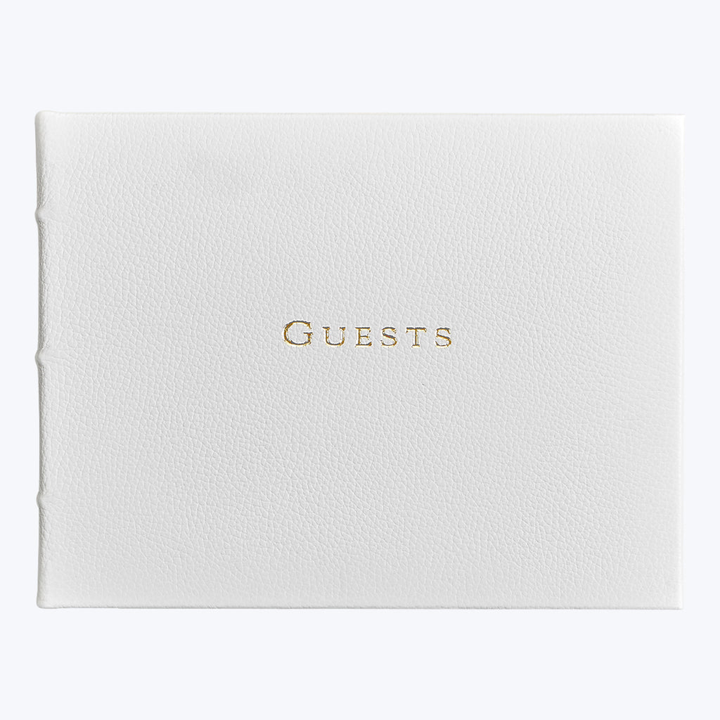 Leather Bound Wedding Guest Book White