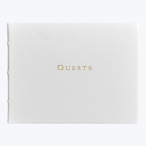 Leather Bound Wedding Guest Book White