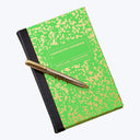 Leather Bound Neon Composition Book Green