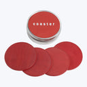 Leather Coasters with Tin Box Red