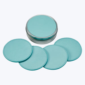 Leather Coasters with Tin Box Black - hover