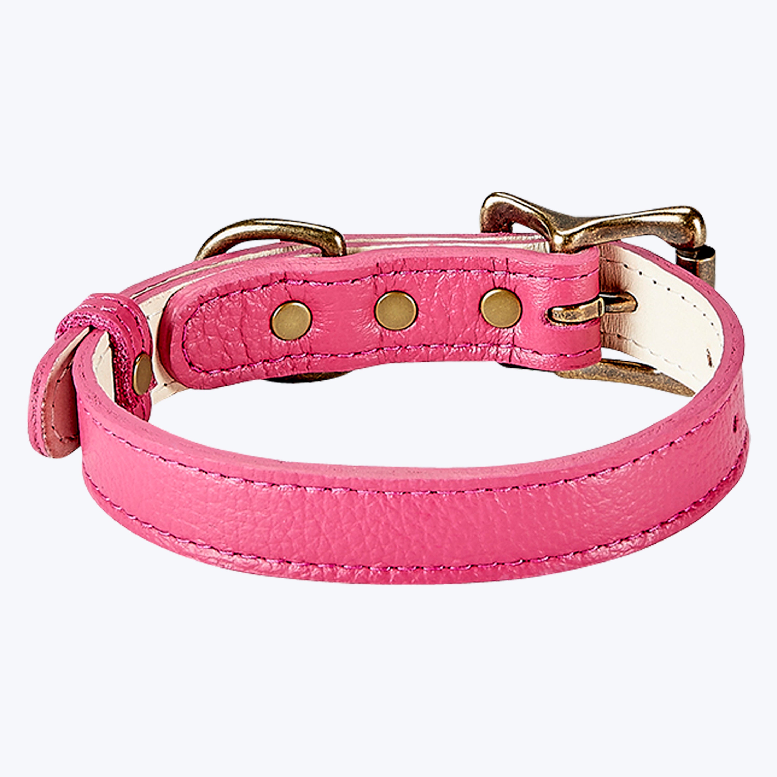 Small Dog Leather Collar Pink