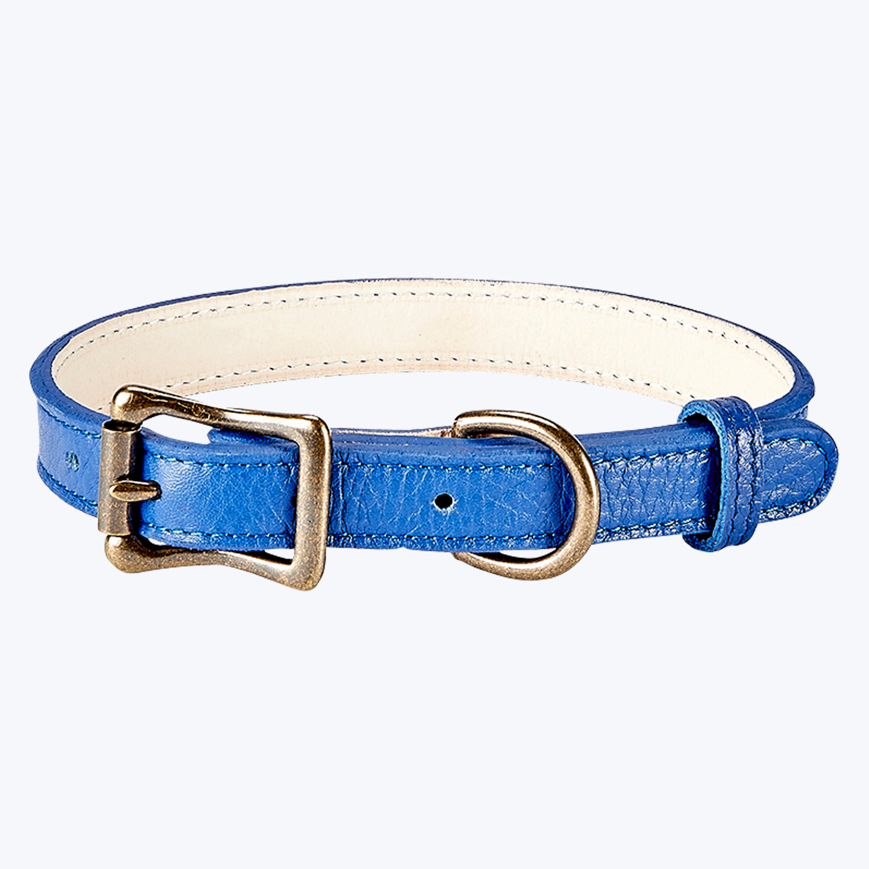 Small Dog Leather Collar True Blue