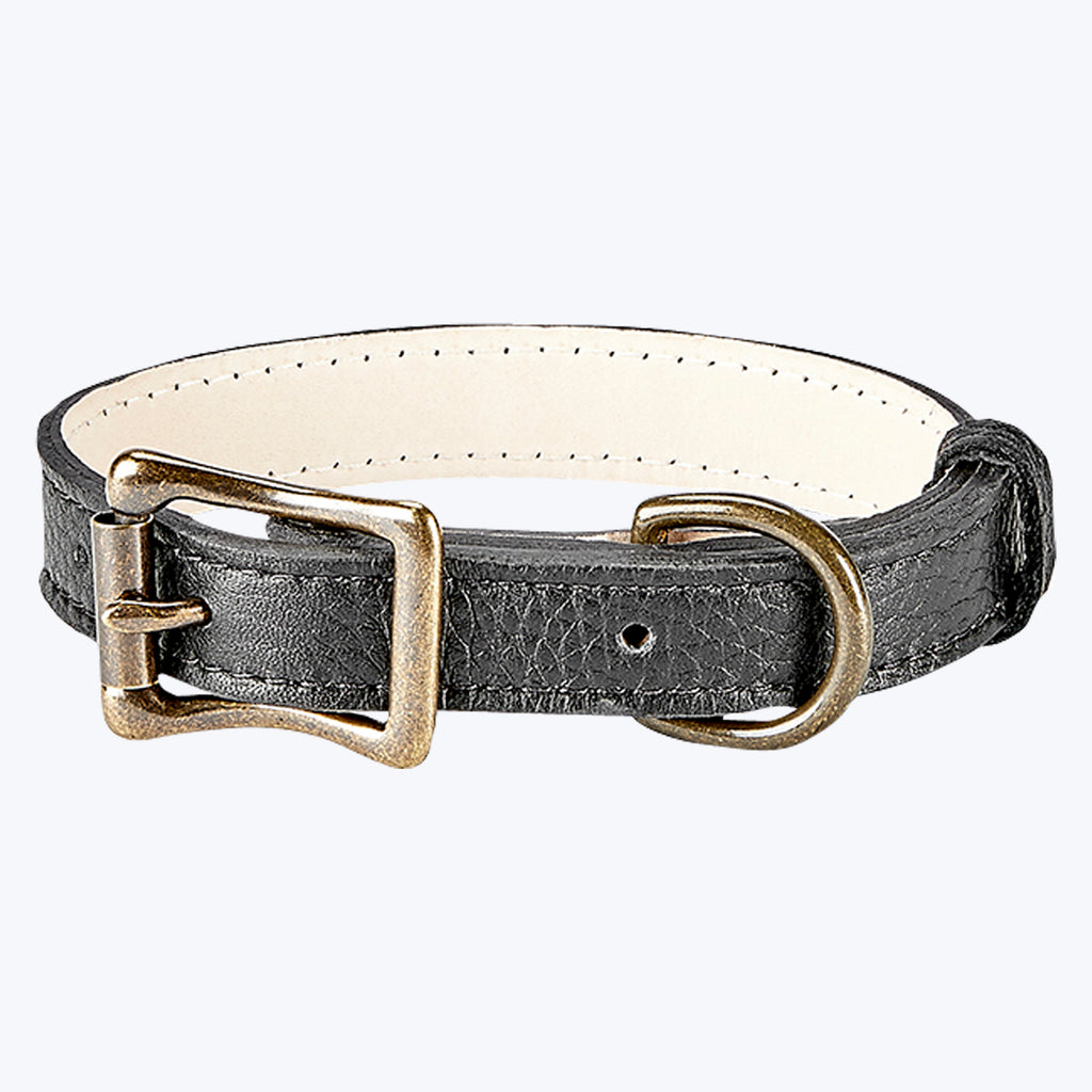 Small Dog Leather Collar Black