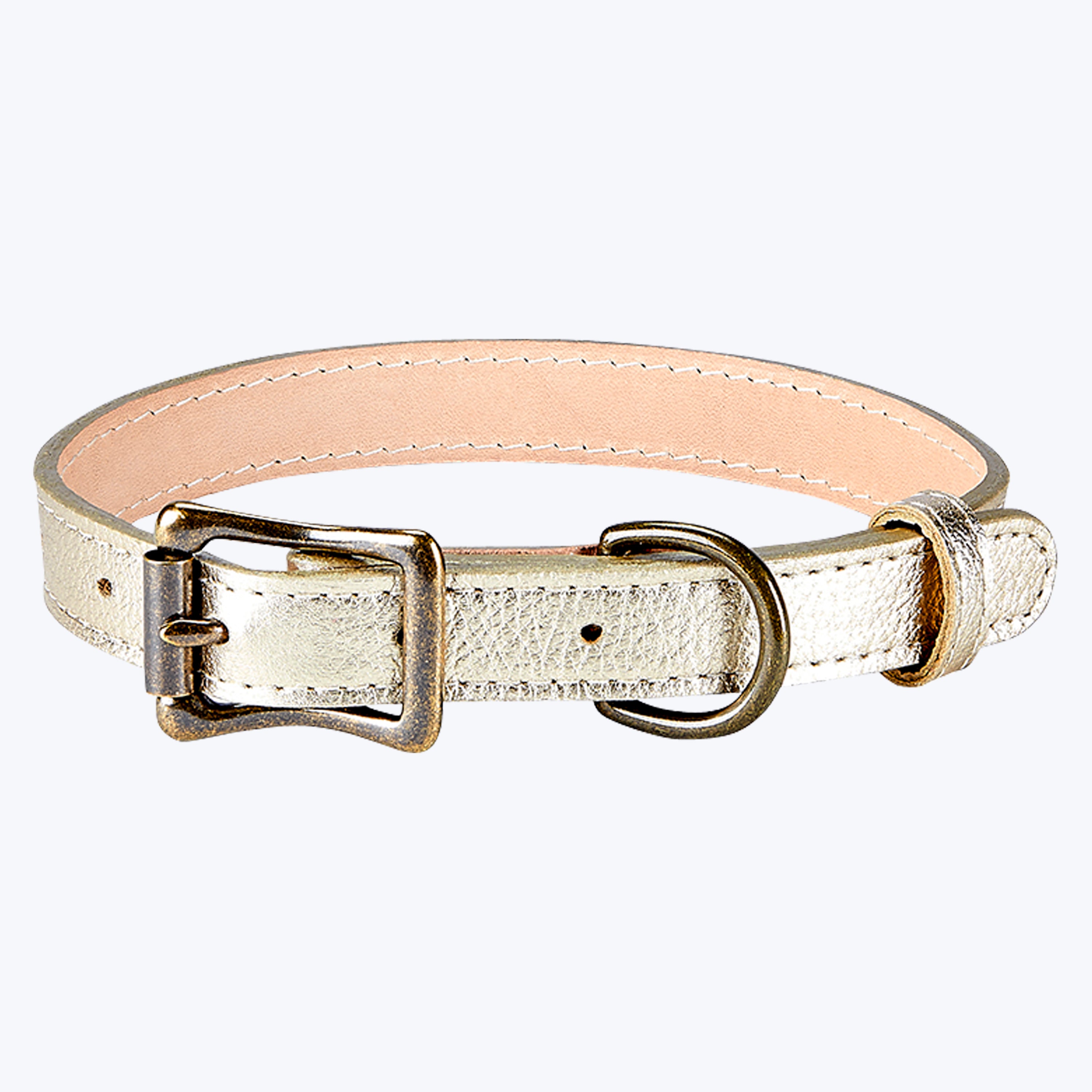 Small Dog Leather Collar White Gold