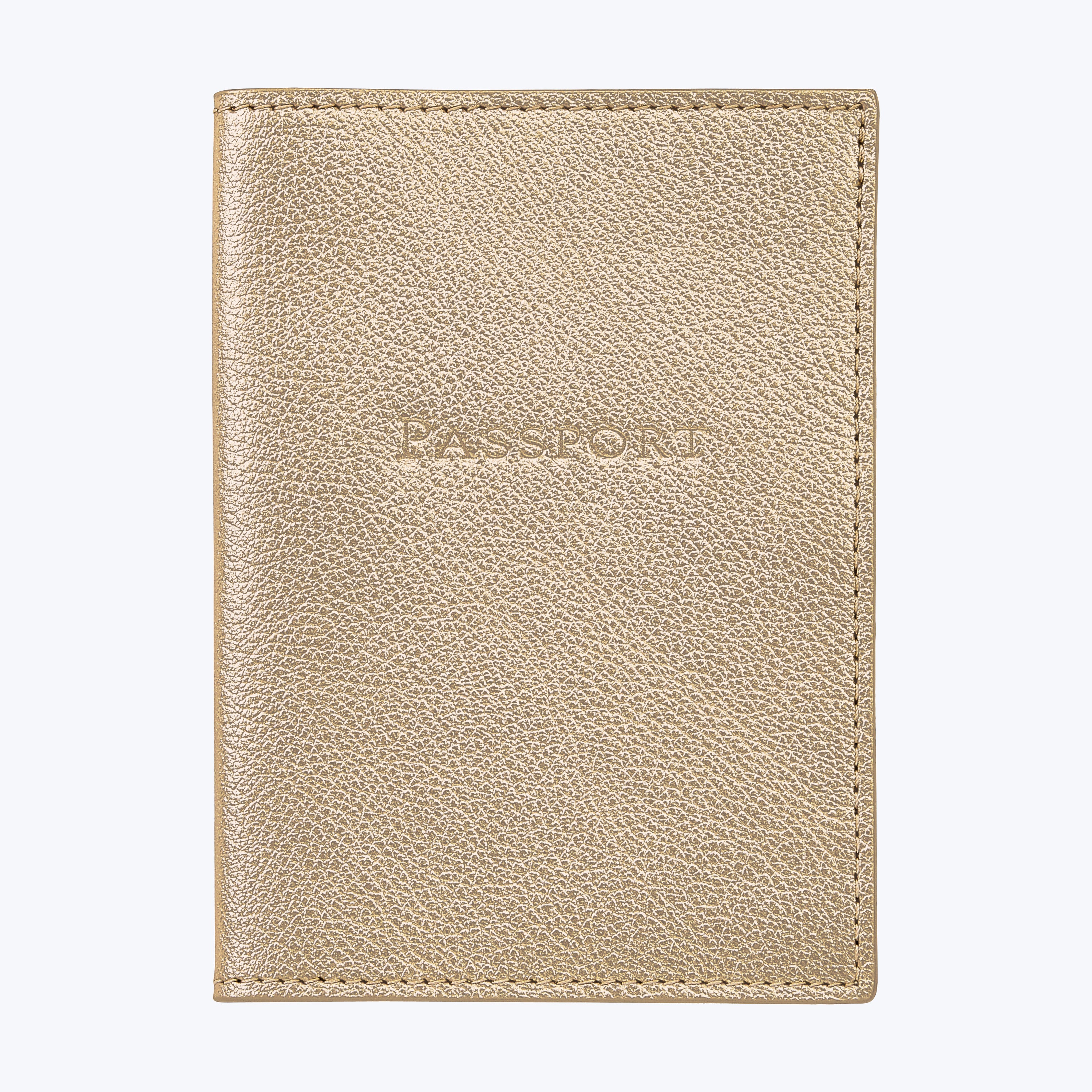 Leather Passport Holder White Gold