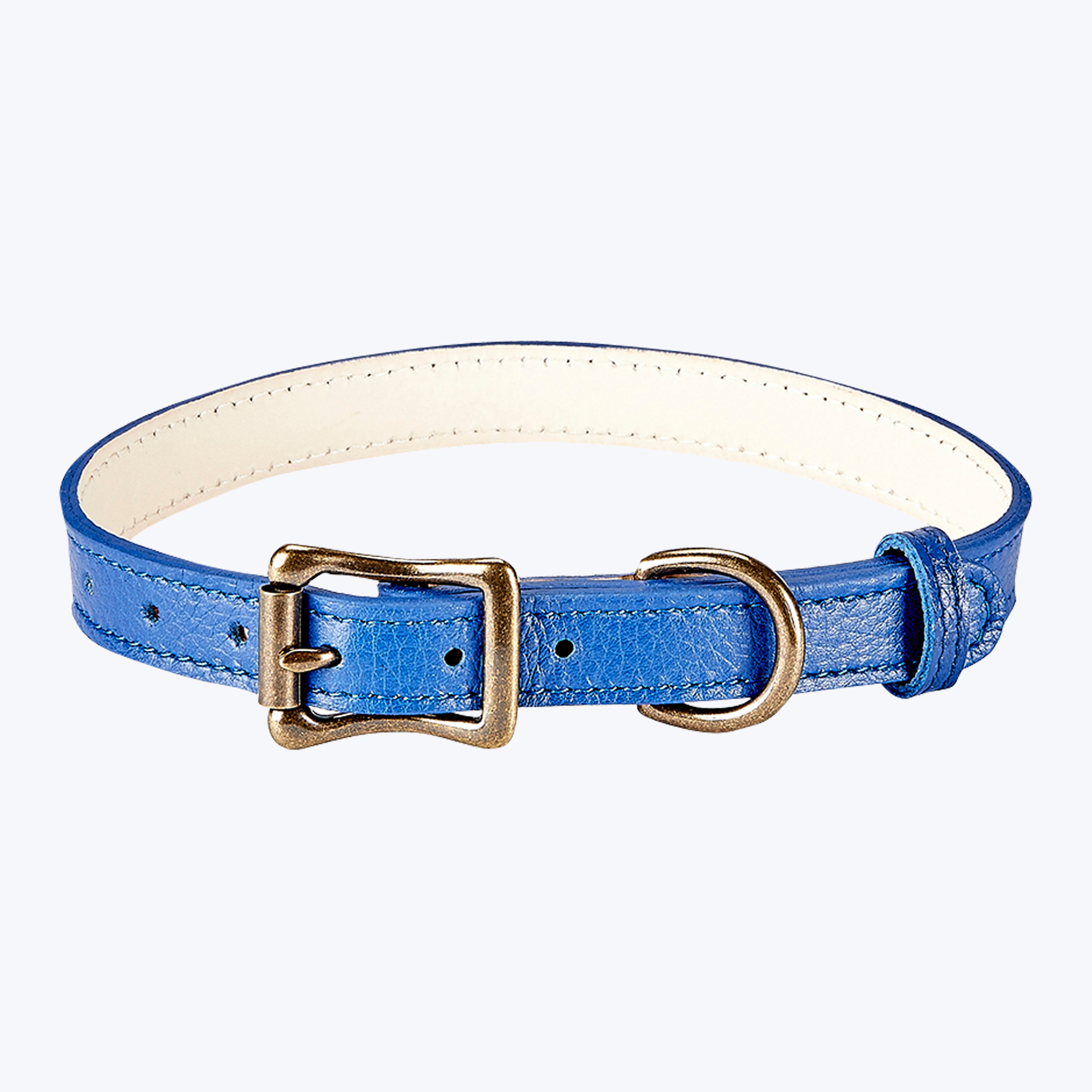 Medium Dog Leather Collar True Blue