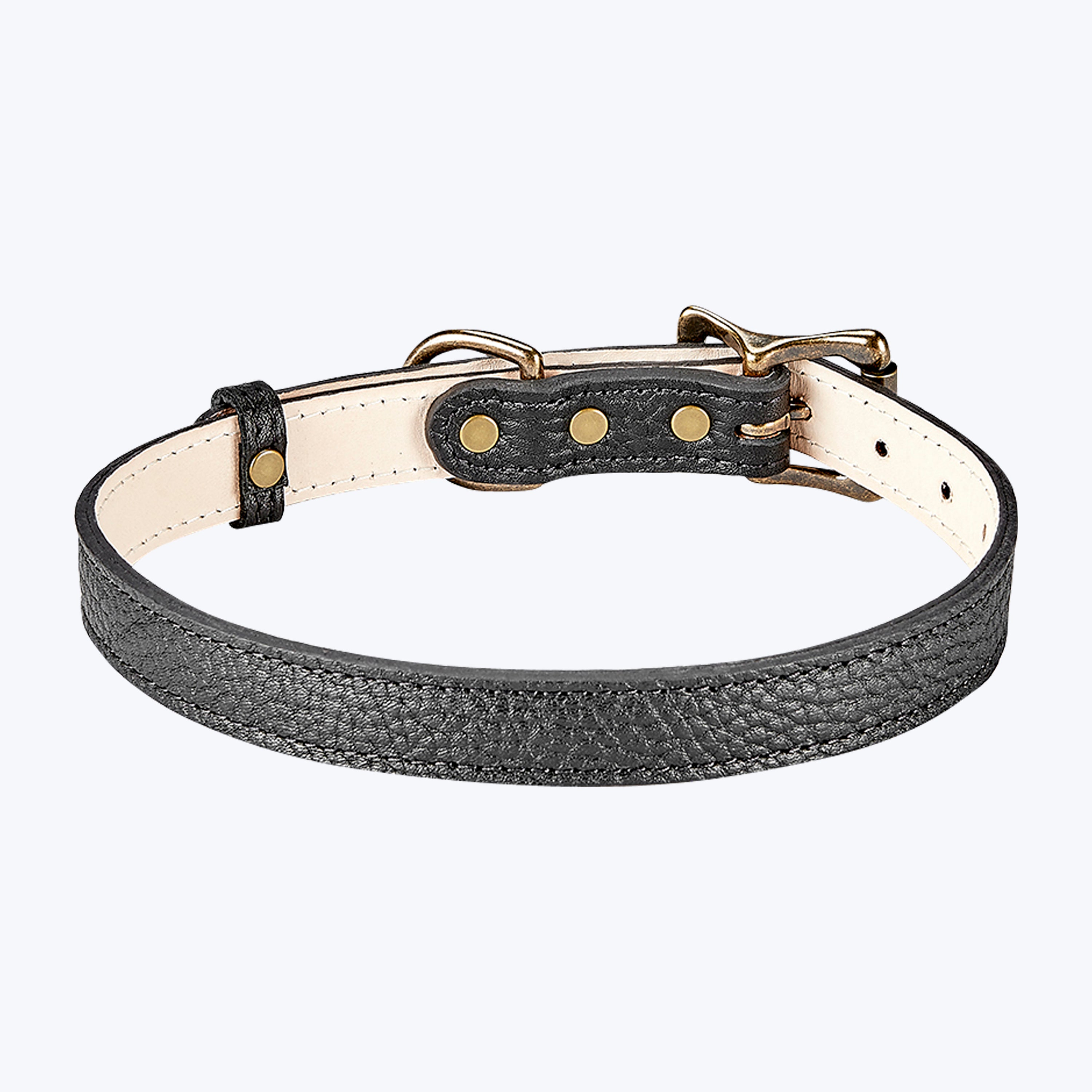 Medium Dog Leather Collar Black