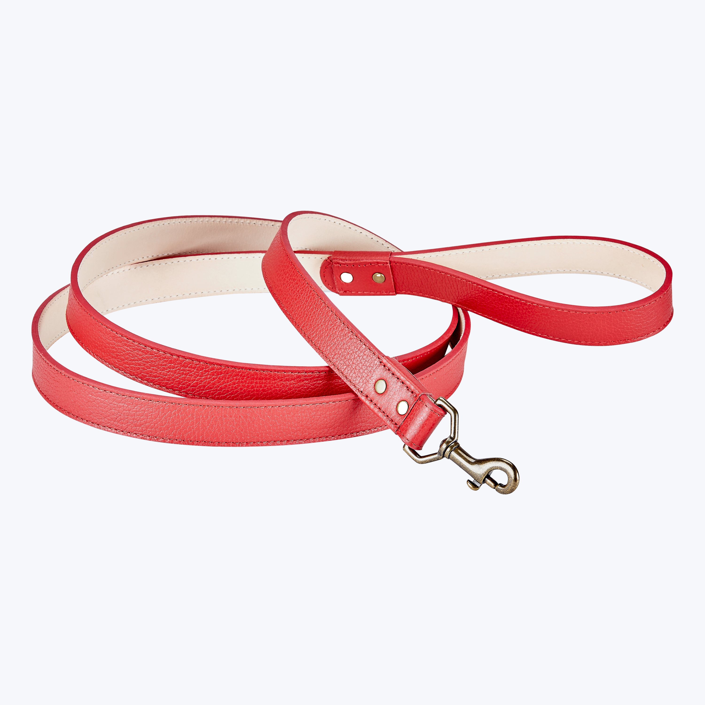 4" Leather Dog Leash Red