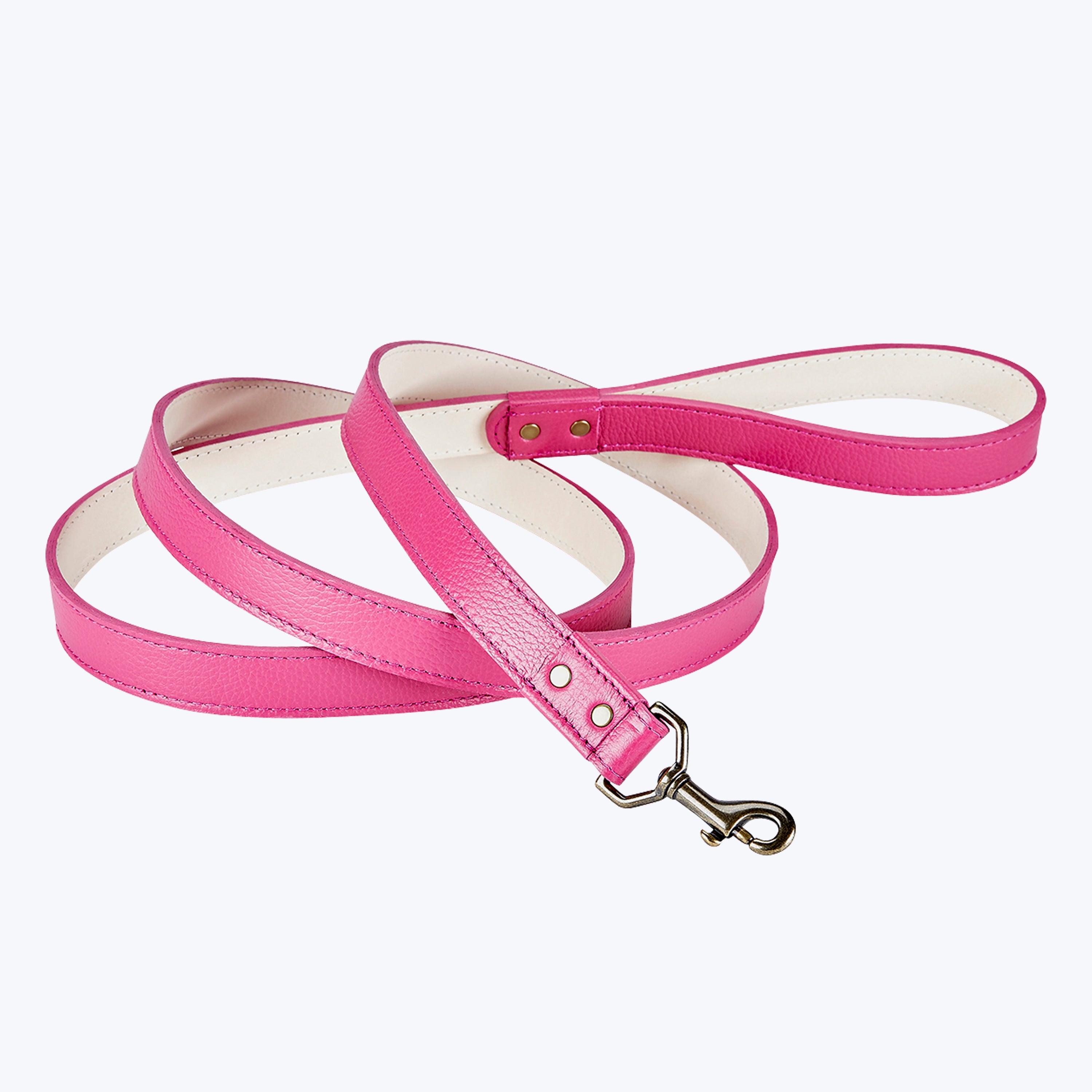 6" Leather Dog Leash Pink