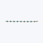 14K Yellow Gold Blue, White, and Black Enamel Evil Eye Bracelet, 7"