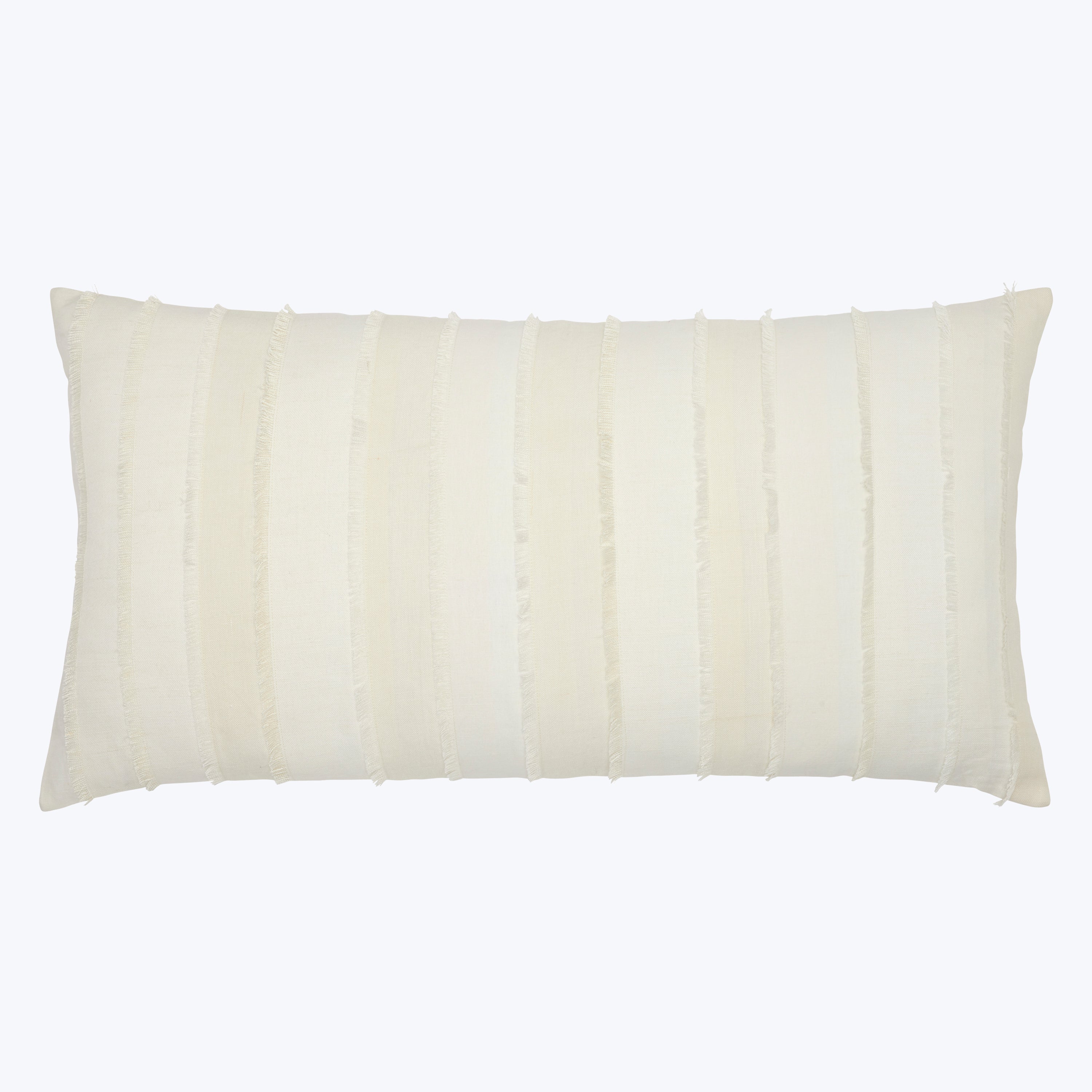 Fringed White Lumbar Pillow