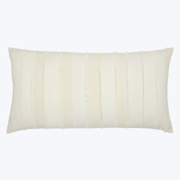 Fringed White Lumbar Pillow