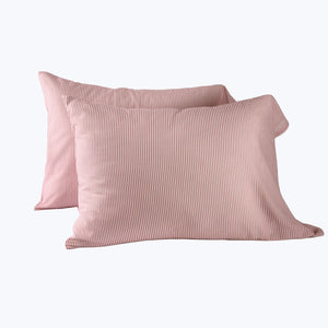 Blossom Stripe Voile Pillowcase Pair Brick / Standard