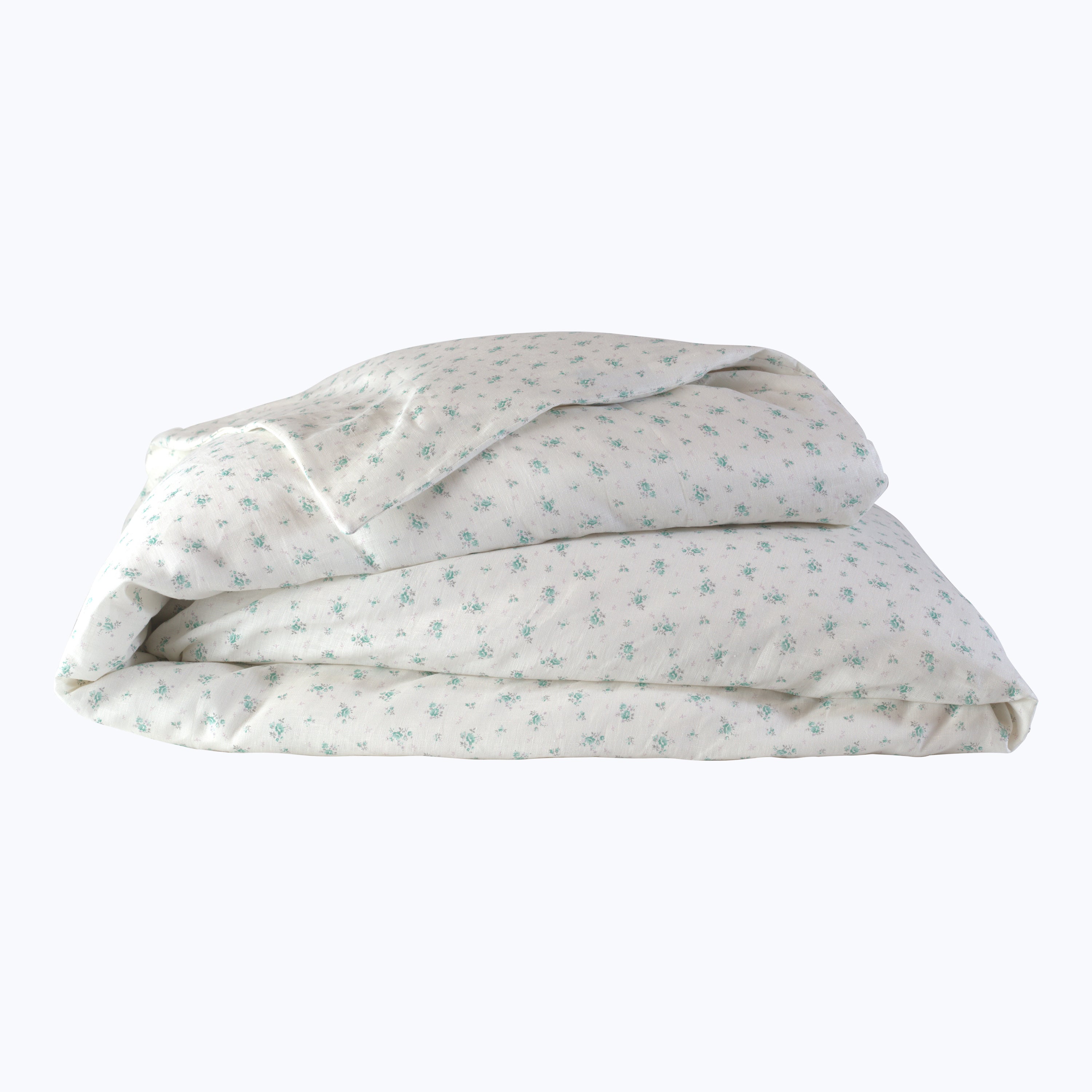 Blossom Floral Linen Duvet Green / Queen