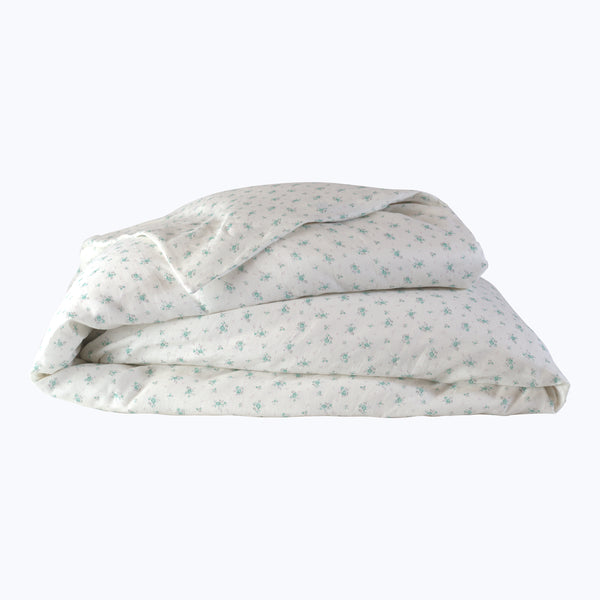 Blossom Floral Linen Duvet Green / Queen