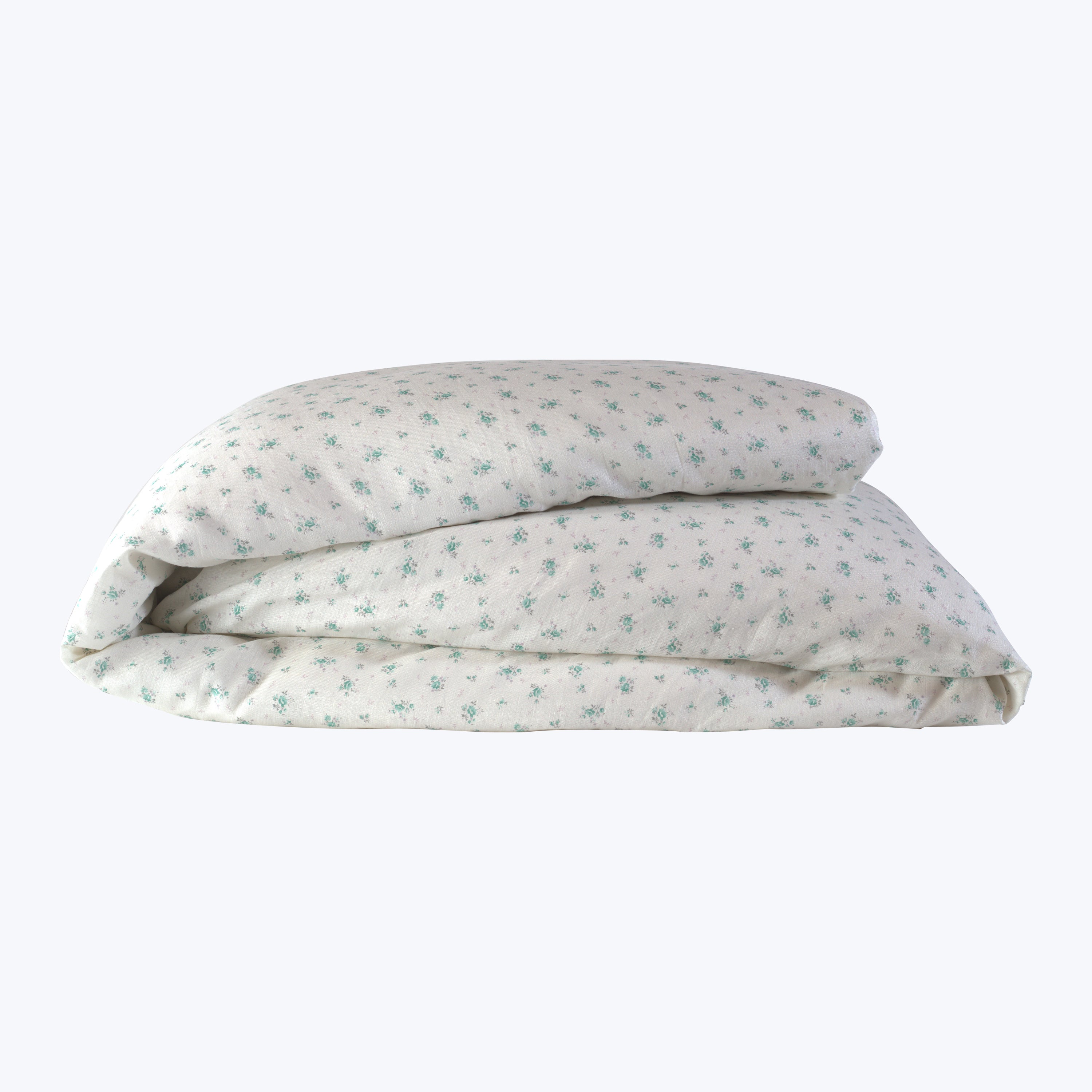 Blossom Floral Linen Duvet Green / Queen