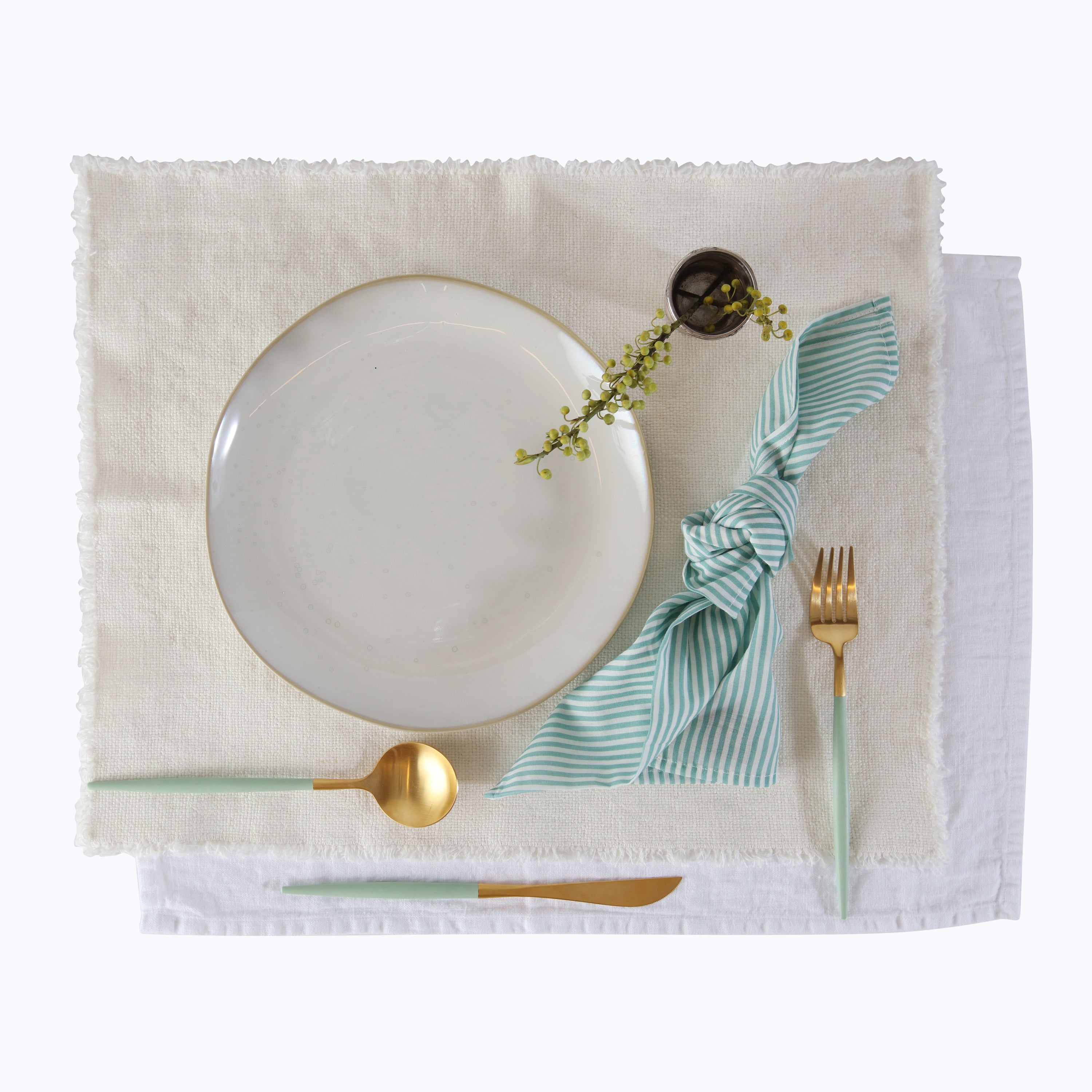 Blossom Stripe Voile Napkin Green