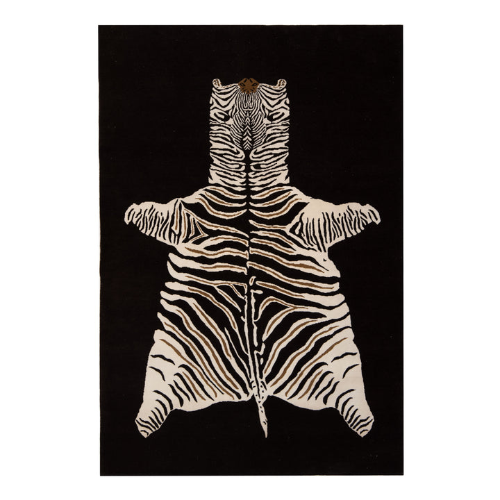 Black & White Contemporary Zebra Wool Rug - 6' x 9'